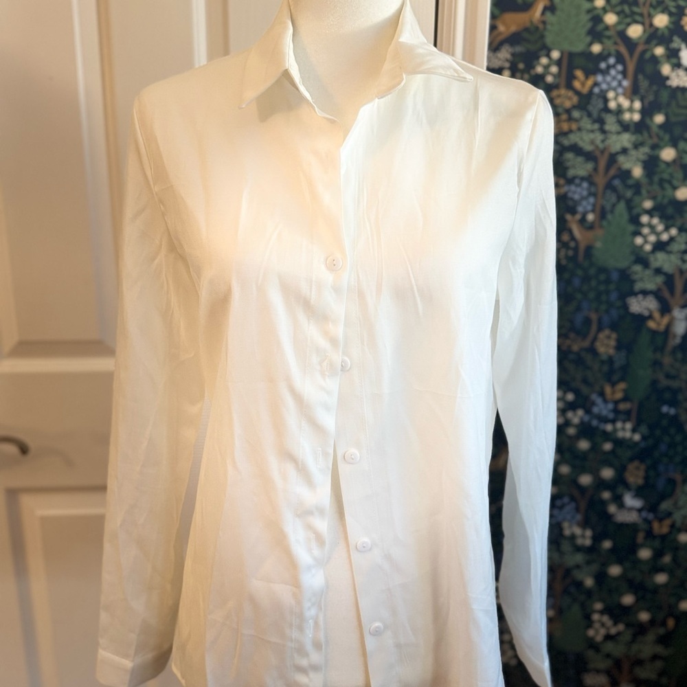Elegant White Button Down Dress Shirt